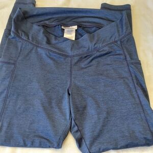 Motherhood Maternity Heather Navy Leggings Size M Crossover Waistband Postparum